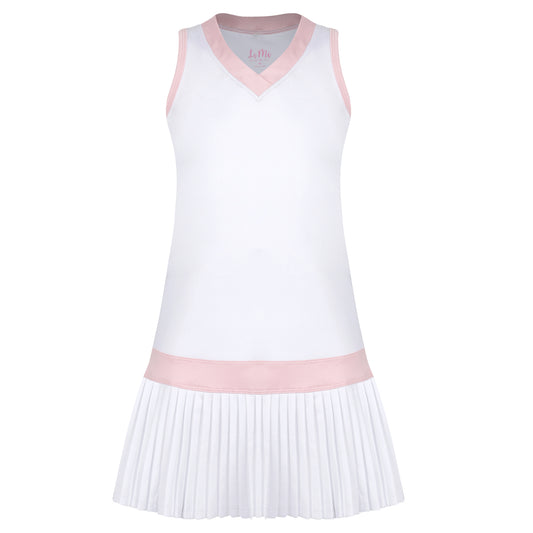 Carnival Lights White & Pink Pleat Dress