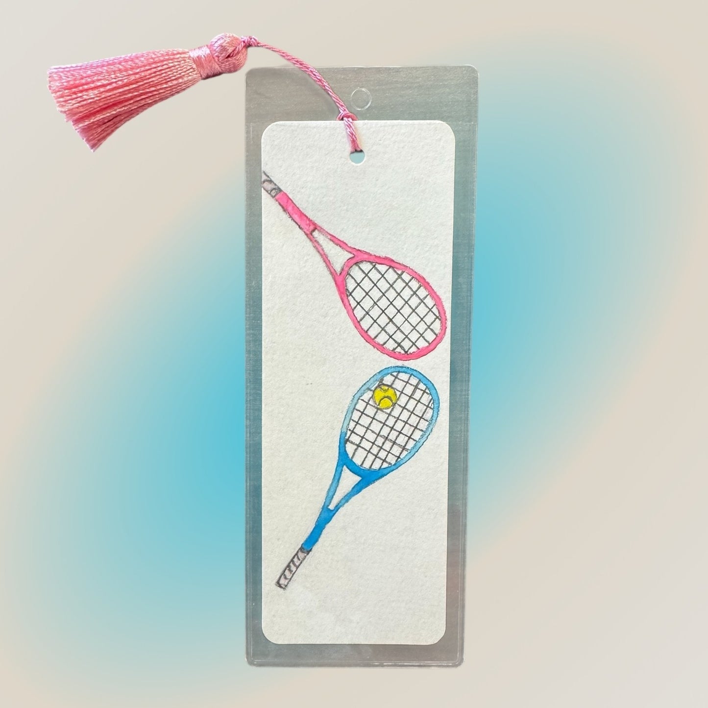 #Bookmark - Pink and Blue Tennis Racket - New!