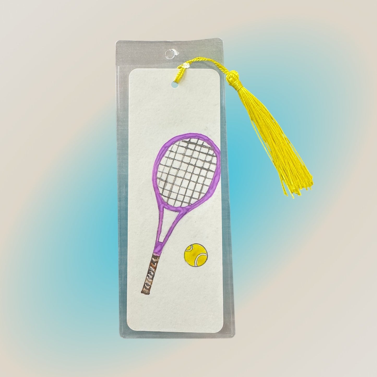 #Bookmark - Purple Tennis Racket with Yellow Tassel - New!