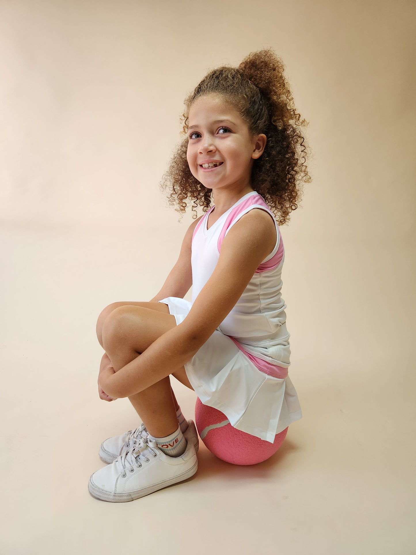 Bubble Gum White Semi-Pleat Skirt