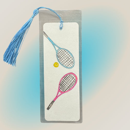 #Bookmark - Blue and Pink Tennis Rackets with Tennis Ball - New!