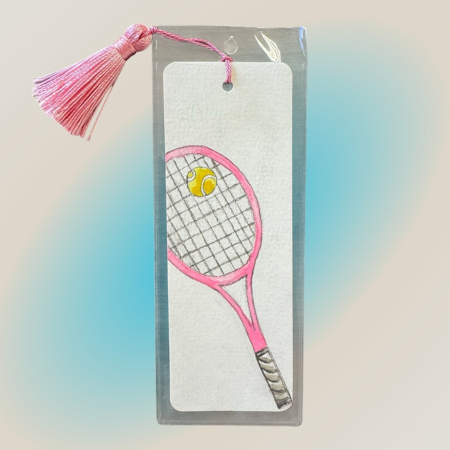 #Bookmark - Pink Tennis Racket Angled - New!