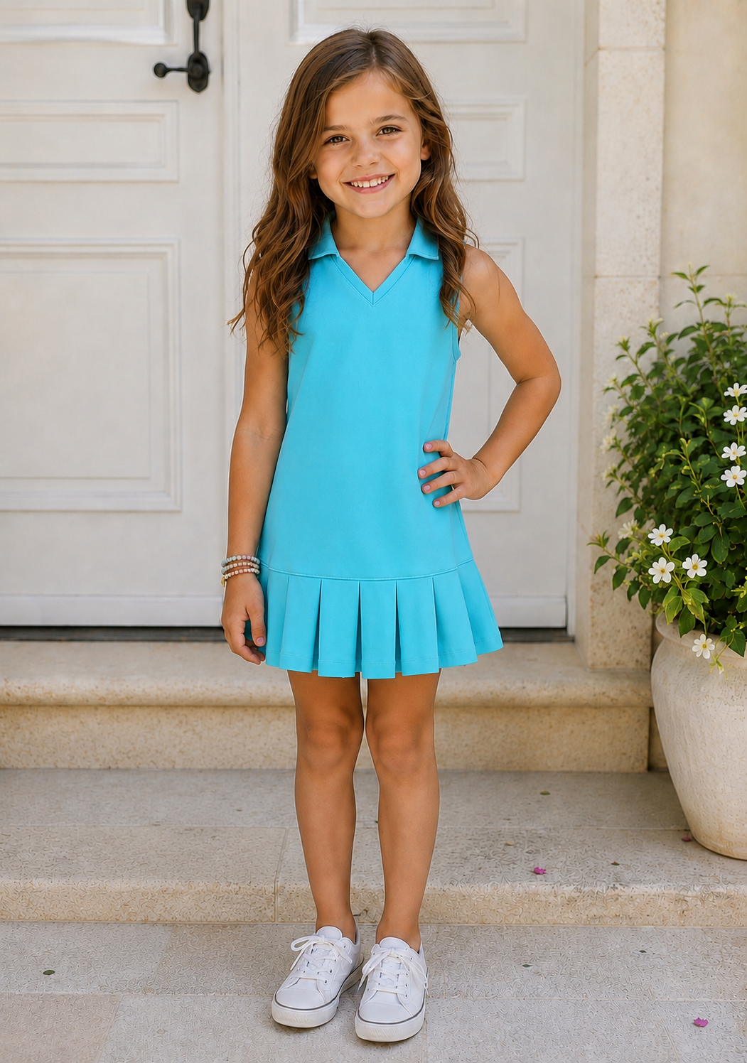 #Tutti Frutti Aqua Pleat Dress - New!