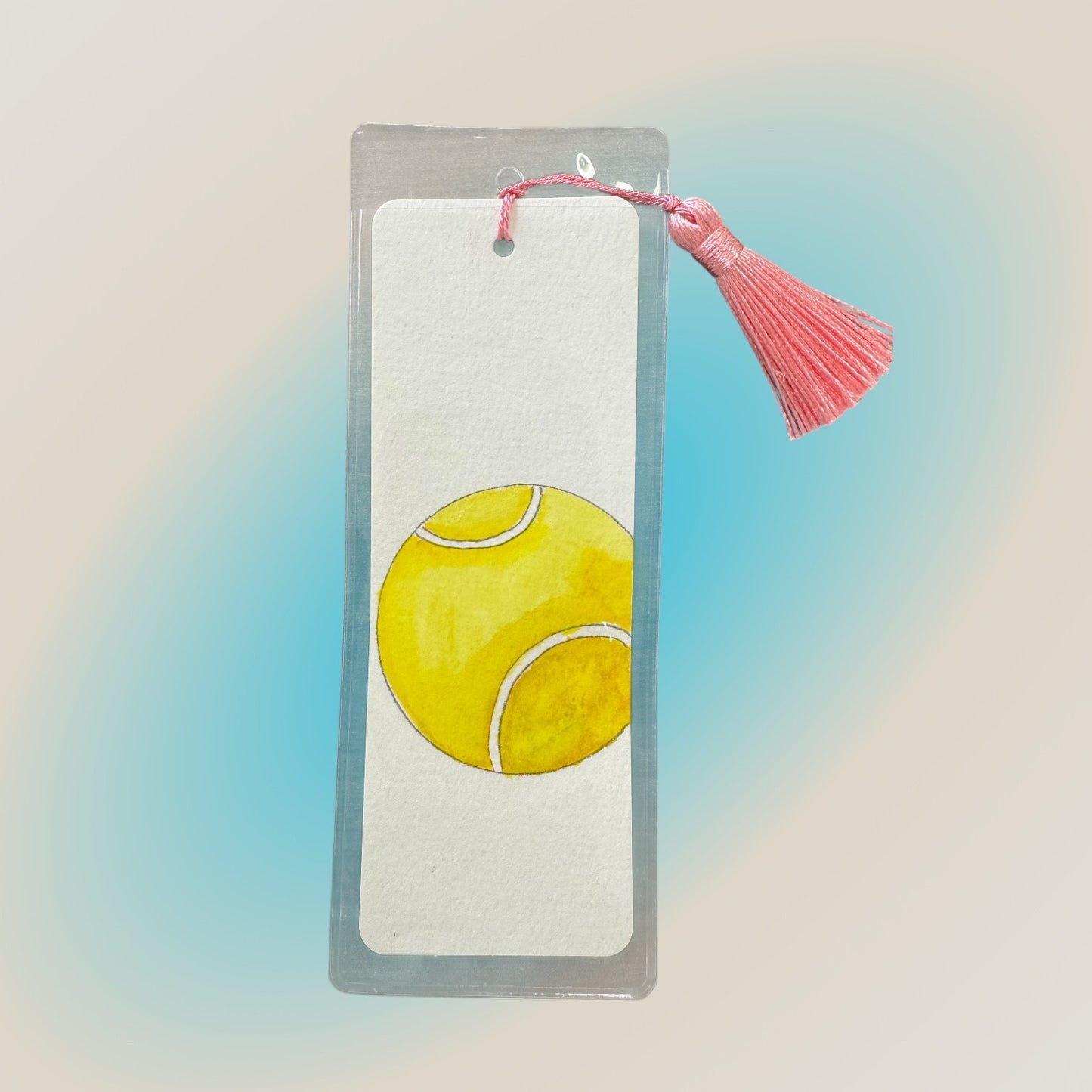 #Bookmark - Yellow Tennis Ball with Pink Tassel - New!