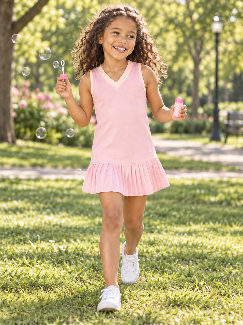 Carnival Lights Pink & Peach Pleat Dress