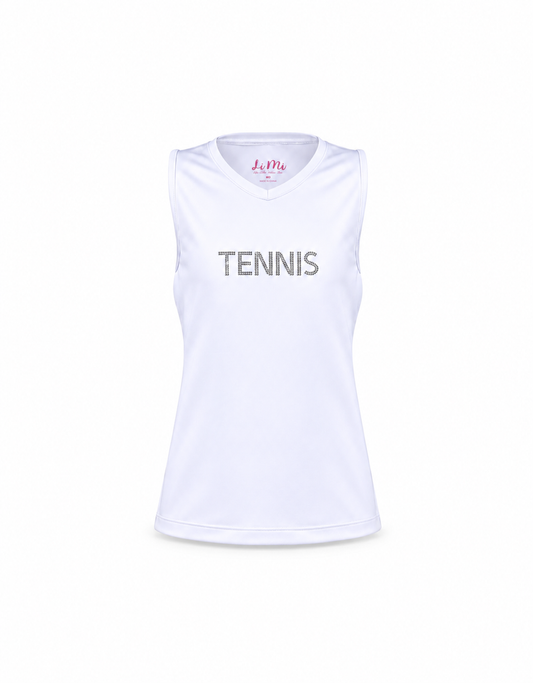 #Cottage Court Tennis White Tank Top
