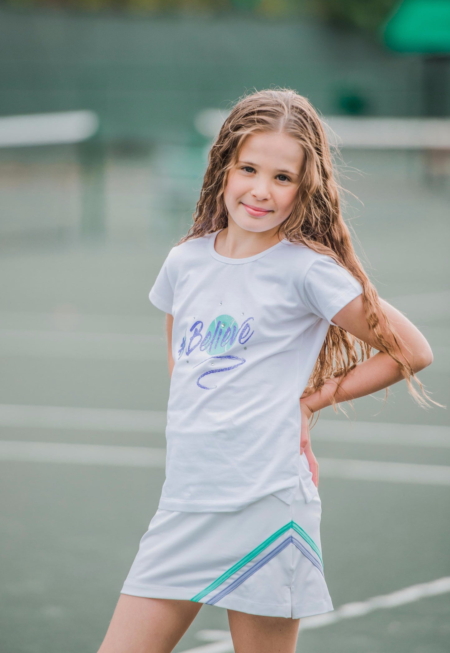 Believe Skirt White Chevron - Little Miss Tennis