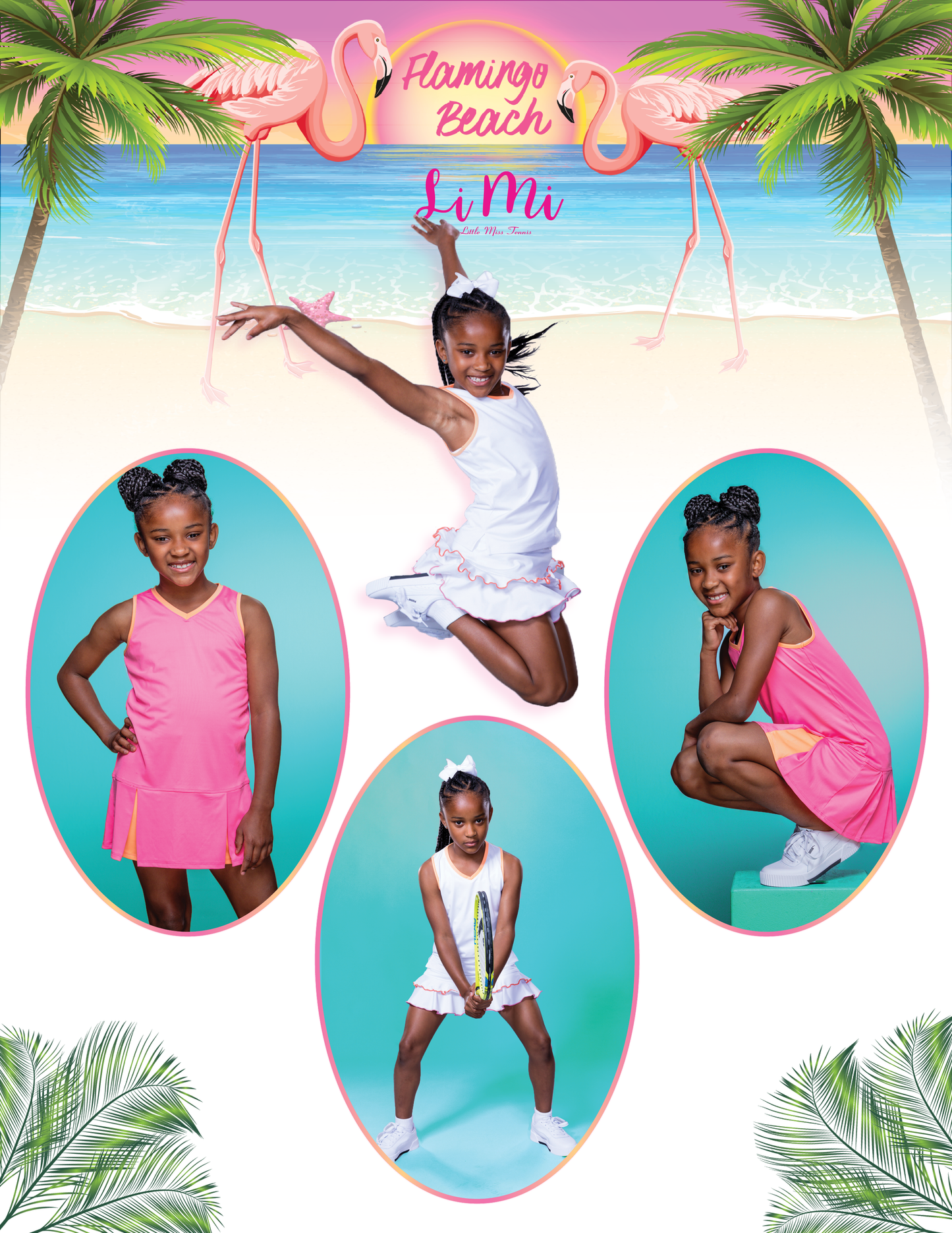 #Flamingo Beach White Tank - New! - Little Miss Tennis