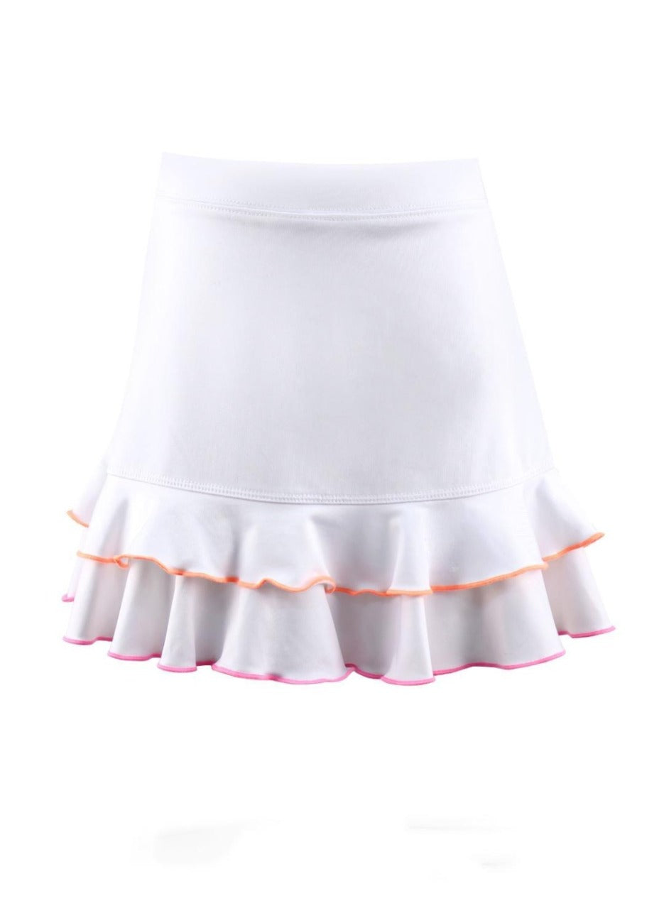 #Flamingo Beach White Ruffle Skirt - New! - Little Miss Tennis